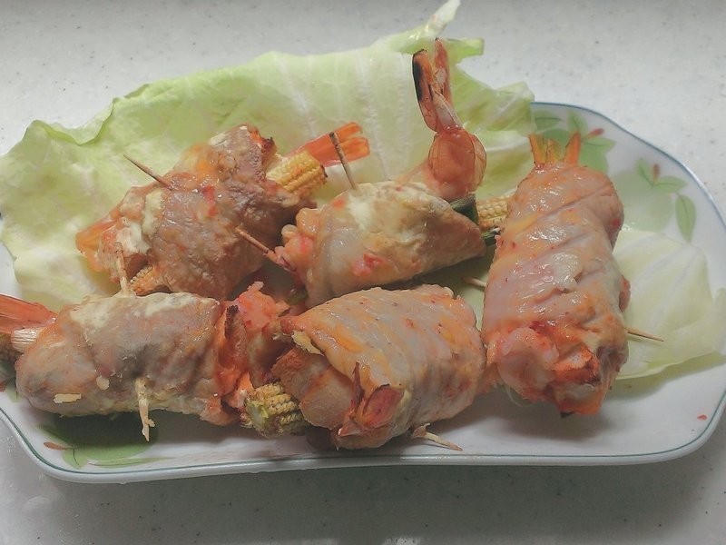 烤韩式泡菜虾肉卷『飞利浦气炸锅』