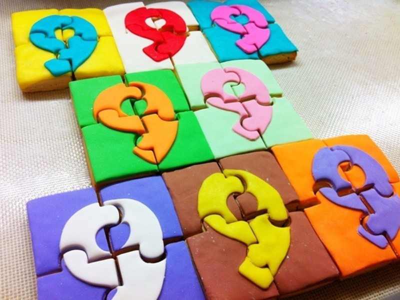 彩色数字拼图创意翻糖饼干