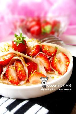 桂花草莓筋饼卷