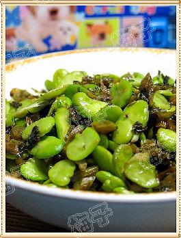 酸菜炒蚕豆
