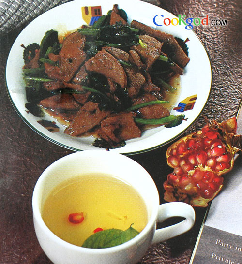 炒猪肝菠菜