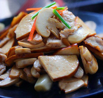 豆腐干蘑菇炒肉片