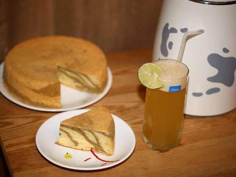 <九阳豆浆机>豆浆斑纹戚风蛋糕、翡翠柠檬绿茶