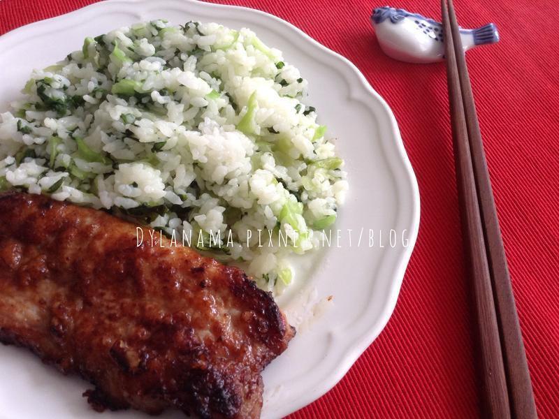 香煎蒜味猪排菜饭