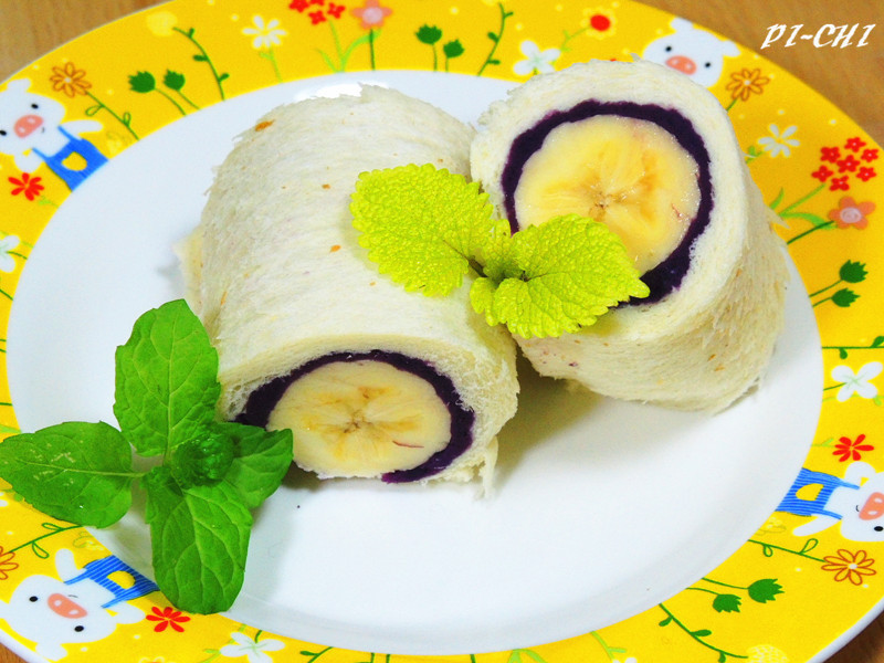 紫地瓜香蕉吐司卷