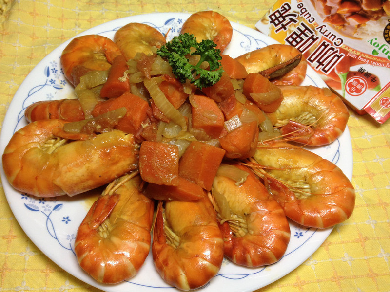 [牛头牌咖哩块]香辣咖哩泰国虾