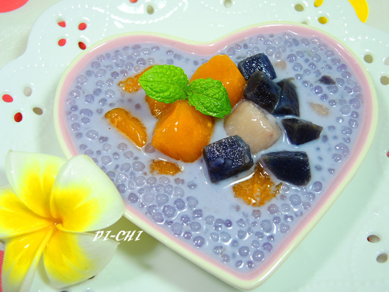 芋圆紫薯椰奶西米露