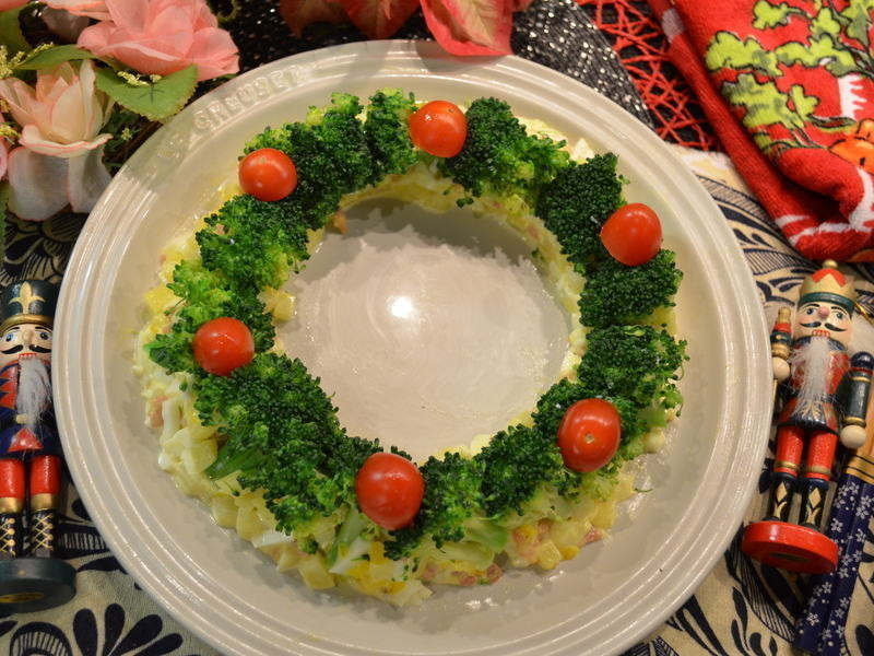 绿花椰菜沙拉圣诞圈