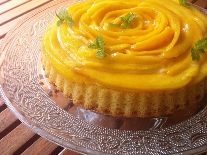 芒果柳橙卡士达蛋糕-低卡低油蛋糕