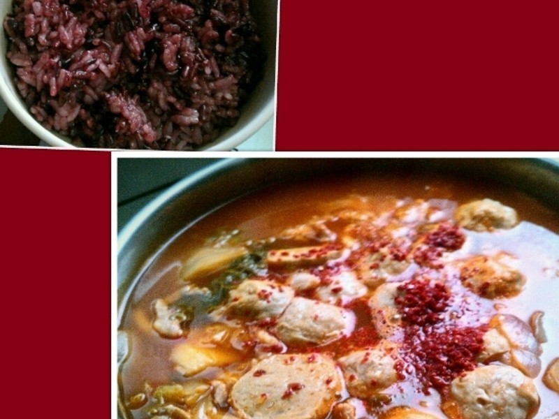 紫米饭与韩式锅物