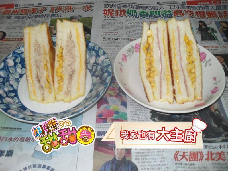 料理甜甜圈【我家大主厨】芝士火腿玉米吐司