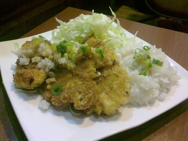日式鸡排饭 with 萝卜泥+高丽菜丝