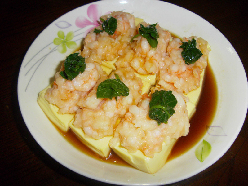 虾仁蒸豆腐