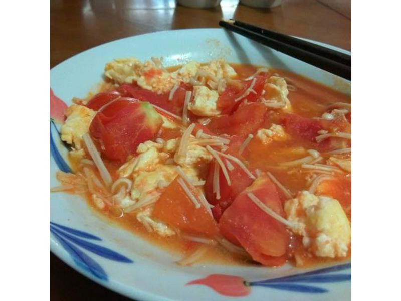 番茄金针菇炒蛋