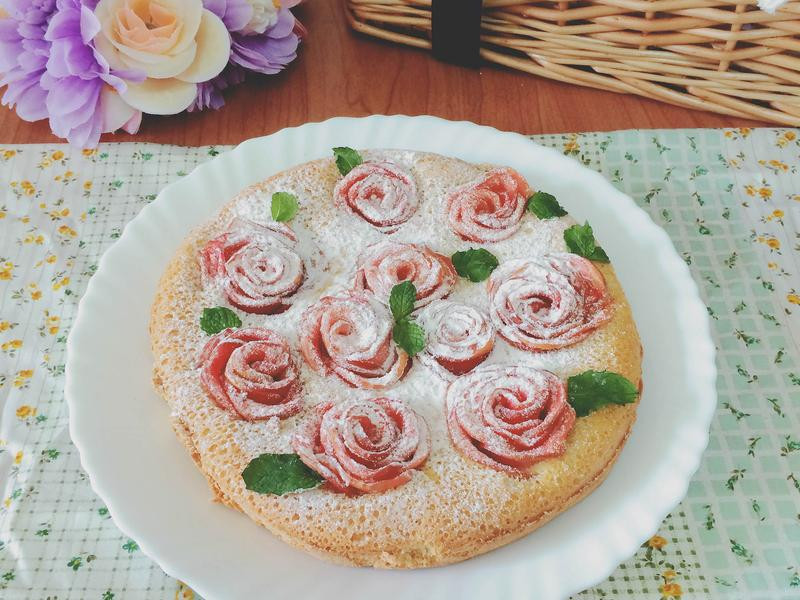 苹果玫瑰花海绵蛋糕