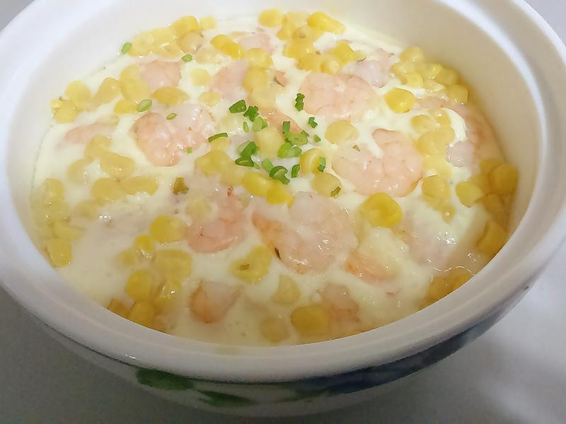 玉米虾仁豆腐蒸蛋