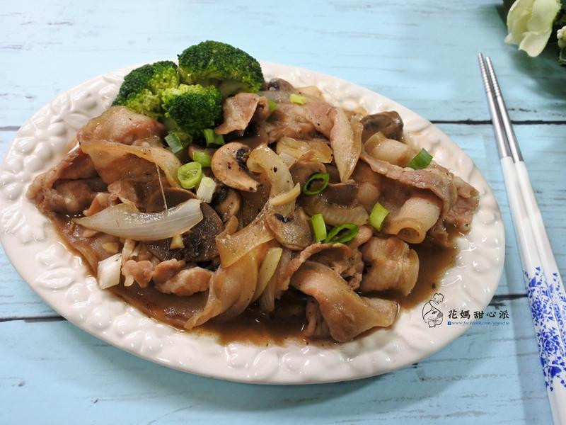 黑胡椒蘑菇五花肉片
